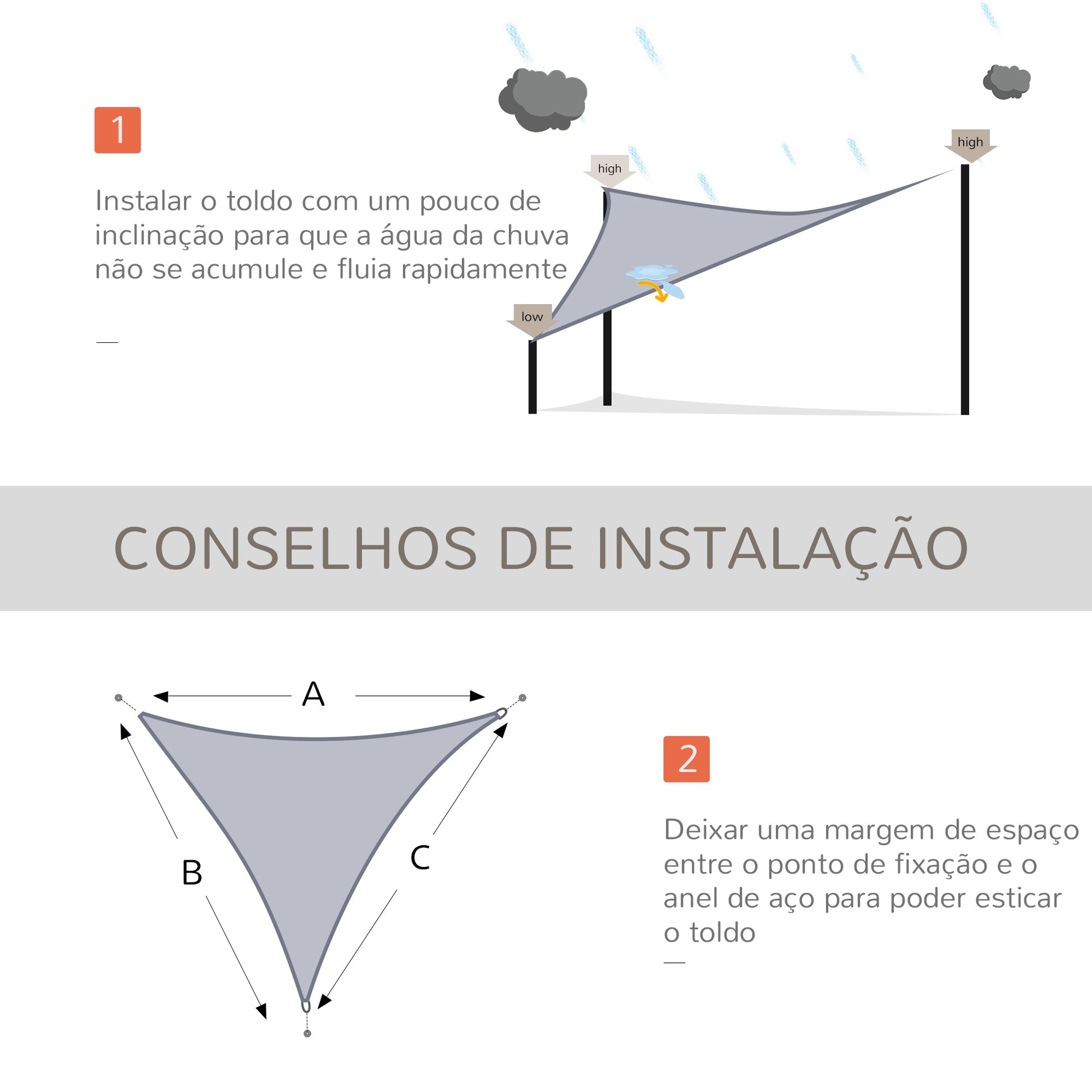 Vela de Sombra Triangular 3x3x3 m Toldo Vela de HDPE com Proteção UV Aneis em Forma de D e Cordas para Jardim Pátio Piscina Cinza