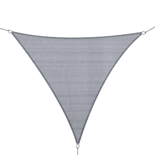 Vela de Sombra Triangular 3x3x3 m Toldo Vela de HDPE com Proteção UV Aneis em Forma de D e Cordas para Jardim Pátio Piscina Cinza