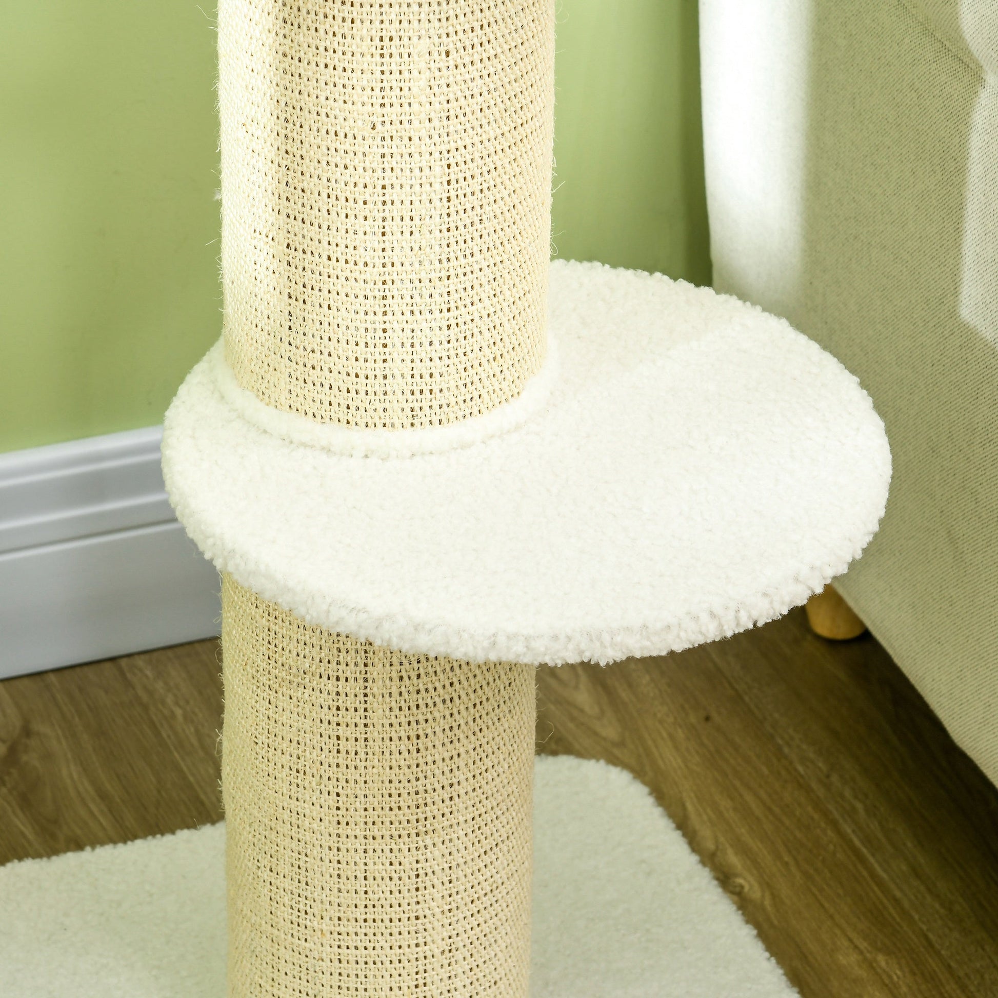 PawHut Arranhador para Gatos Altura 91 cm Arranhador para Gatos de 3 Níveis com Ninho Plataforma e Poste de Sisal 45x45x91 cm Creme
