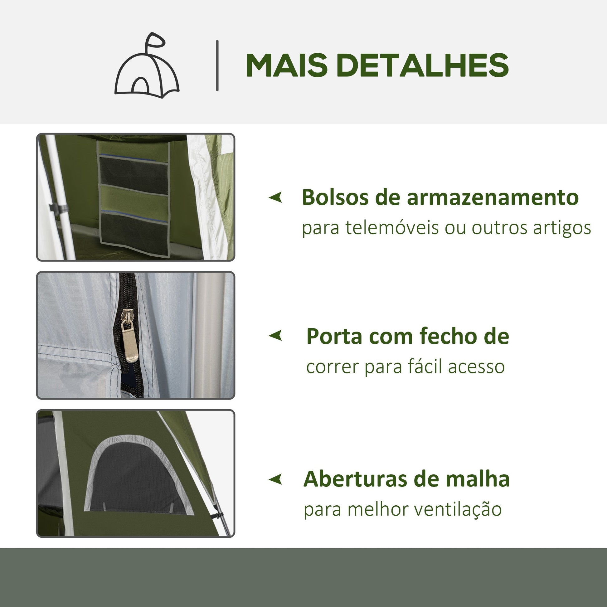 Tenda de Campismo Familiar para 4-5 Pessoas com 2 Quartos Tenda de Campismo Grande com 2 Bolsos e Janelas com Malha Impermeável 400x275x210 cm Verde