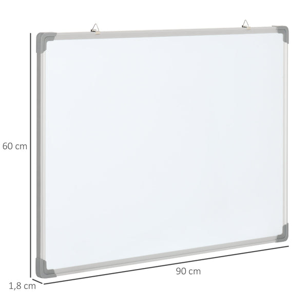 Quadro Magnético com Estrutura de Liga de Alumínio 90x60 cm Quadro Magnético com Apagador 4 Marcadores e 10 Ímás para Escritório Casa Branco