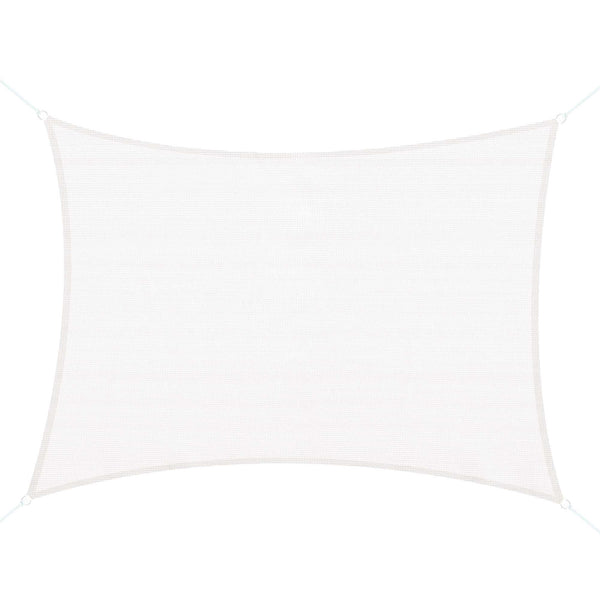 Vela de Sombra Retangular 4x6 m Toldo Vela de HDPE com Proteção UV Aneis em Forma de D e Cordas para Jardim Pátio Piscina Creme