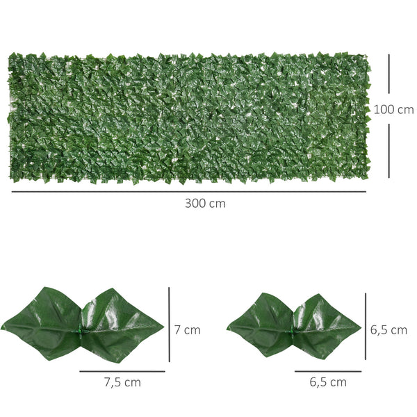 Vedação Artificial em Rolo 3m Vedação de Privacidade para Balcão Jardim Exterior Planta Decorativa de Parede PE Verde