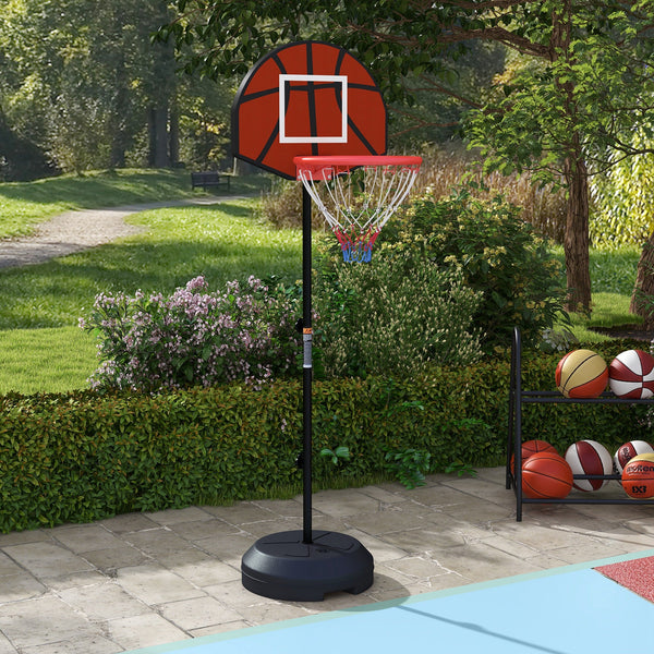SPORTNOW Tabela de Basquetebol com Altura Ajustável 129-179 cm Aro de Basquetebol com Alvo Magnético e Dardos Base Reenchível Ø38x129-179 cm Preto