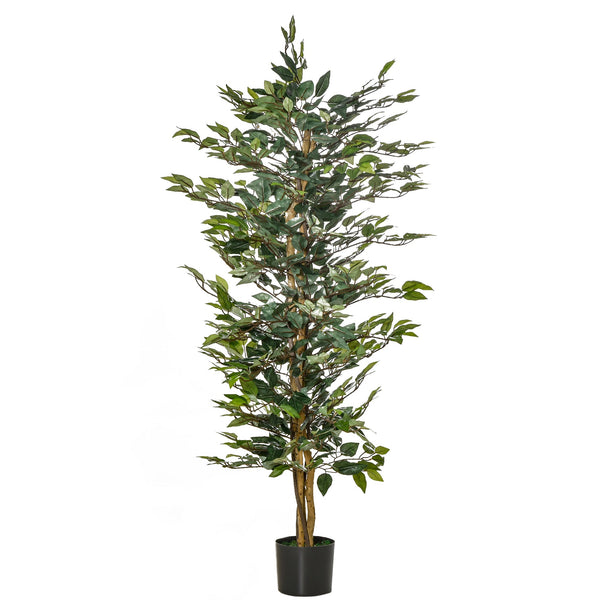 Planta Artificial Ficus no Vaso Altura 150cm Planta Artificial Decorativa com 1008 Folhas Realistas Planta Artificial para interior e Exterior Sala de Estar Escritório Verde