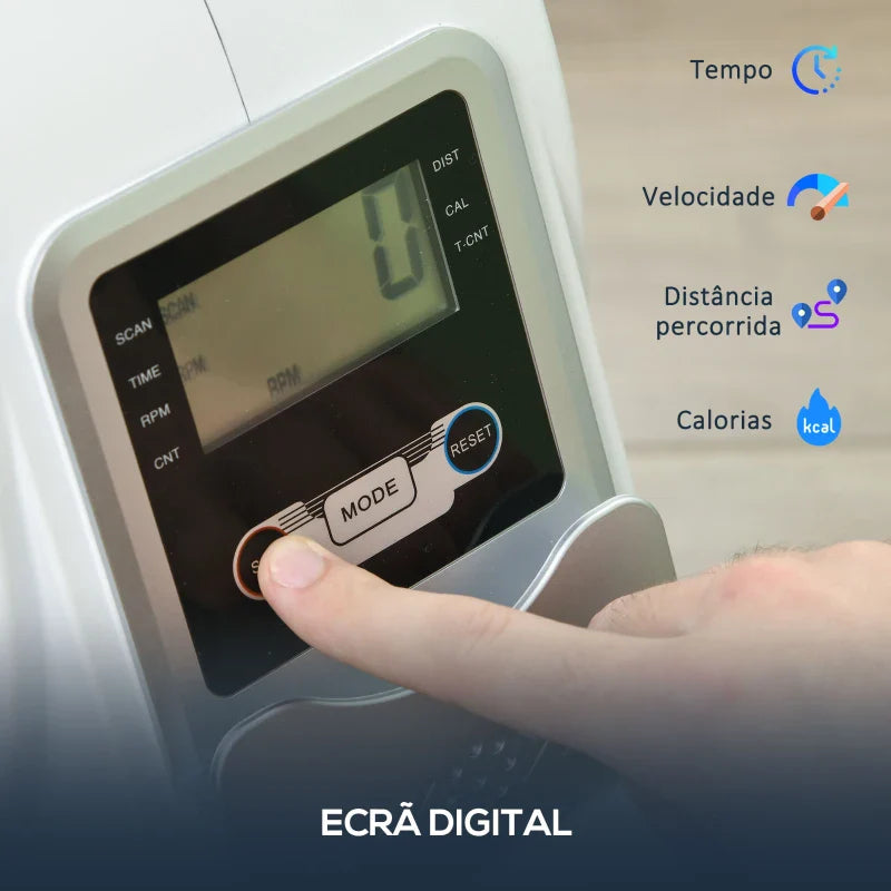 SPORTNOW Máquina de Remo Magnético Máquina de Remo Dobrável com Resistência de 8 Níveis Ecrã LCD e 2 Rodas de Transporte para Ginásio Carga Máxima 130 kg 180x48x60 cm Branco