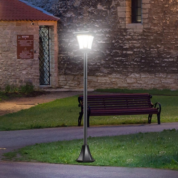 Candeeiro Solar de Jardim – 18x18x160 cm – Preto – Estrutura em Aço Inoxidável – IP44 – Iluminação Automática