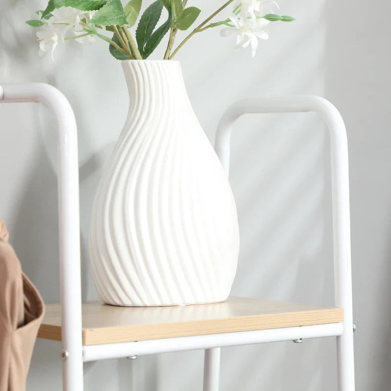 Suporte para Cabides Charriot de Madeira com 4 Prateleiras de Armazenamento e Barra de Pendurar para Dormitório Sala de Estar Entrada Estilo Industrial 101x39x160cm Madeira e Branco