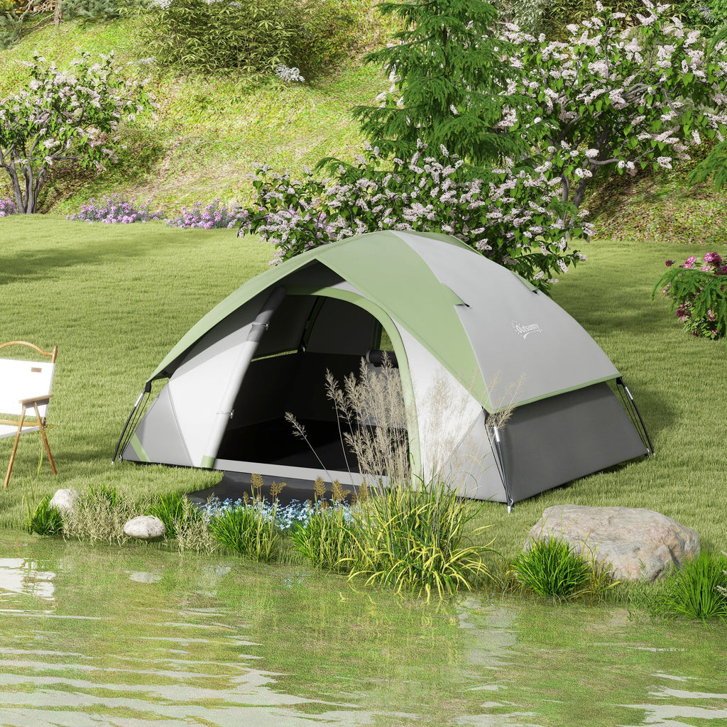 Tenda de Campismo para 1-2 Pessoas Tenda de Campismo Dobrável com Janela e Bolsa de Transporte Impermeável 3000 mm 210x150x110 cm Verde