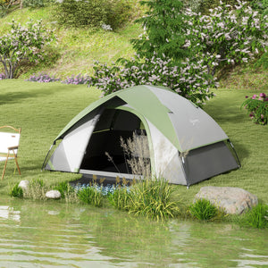 Tenda de Campismo para 1-2 Pessoas Tenda de Campismo Dobrável com Janela e Bolsa de Transporte Impermeável 3000 mm 210x150x110 cm Verde