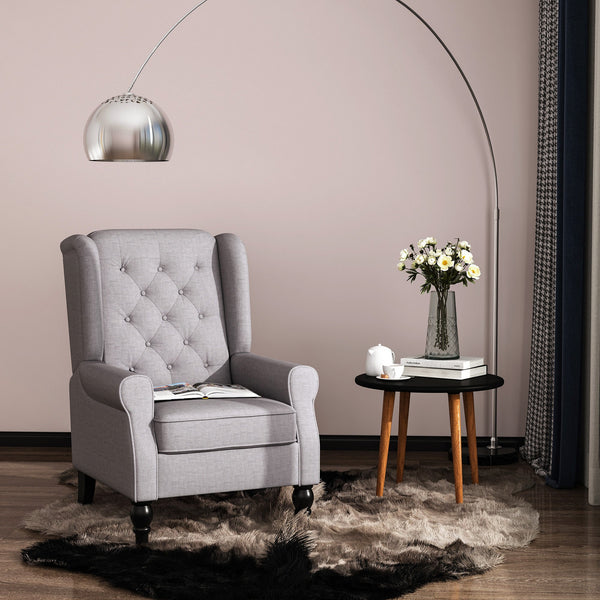 Poltrona de Sala de Estar Poltrona Moderna para Dormitório com Apoio para a Cabeça e Pés de Madeira Poltrona Individual Carga 160 kg para Esritório 74x86x102 cm Cinza