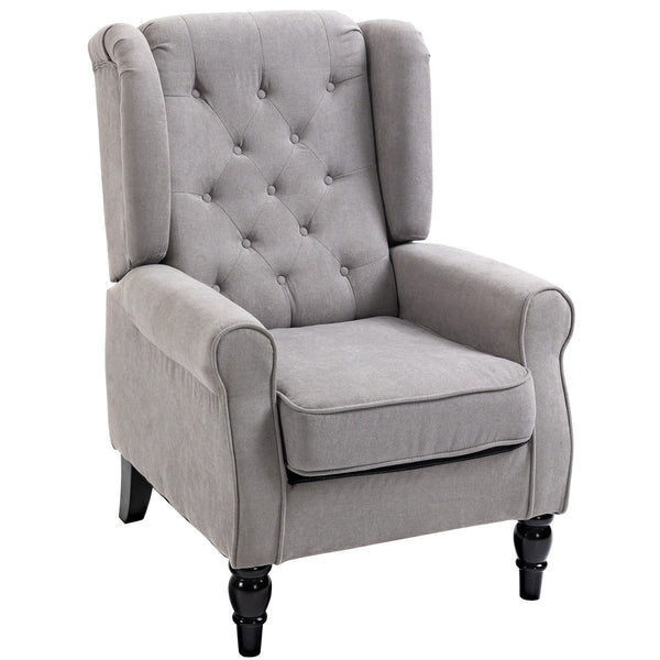 Poltrona de Sala de Estar Poltrona Moderna para Dormitório com Apoio para a Cabeça e Pés de Madeira Poltrona Individual Carga 160 kg para Esritório 74x86x102 cm Cinza