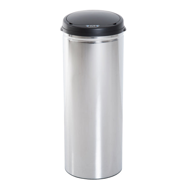 Balde de Lixo Inteligente de Aço Inoxidável 50L com Sensor Infravermelho de Abertura Automática para Cozinha Dormitório Casa de Banho Ø30,5x81,5cm Prata e Preto