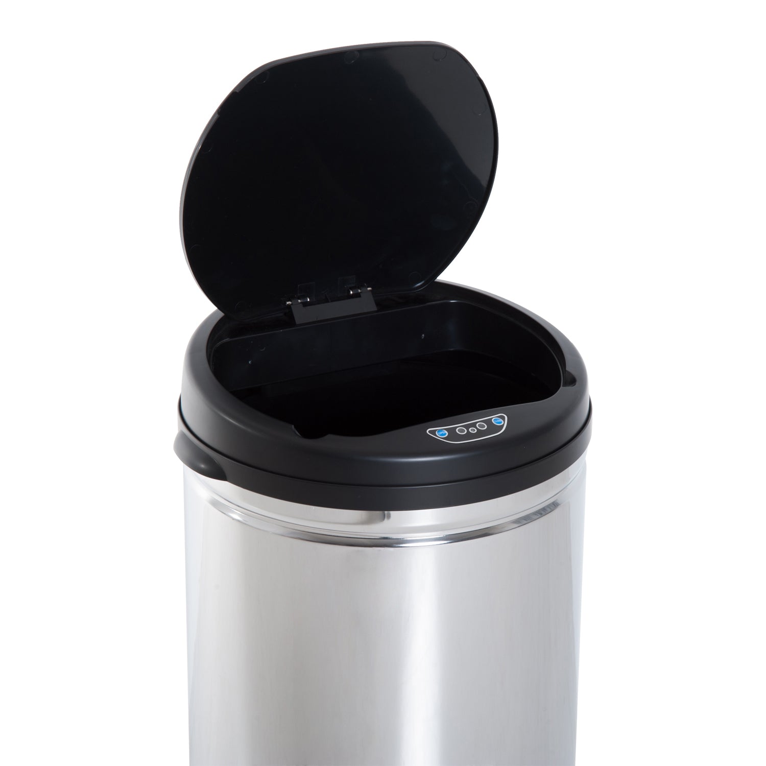 Balde de Lixo Inteligente de Aço Inoxidável 50L com Sensor Infravermelho de Abertura Automática para Cozinha Dormitório Casa de Banho Ø30,5x81,5cm Prata e Preto