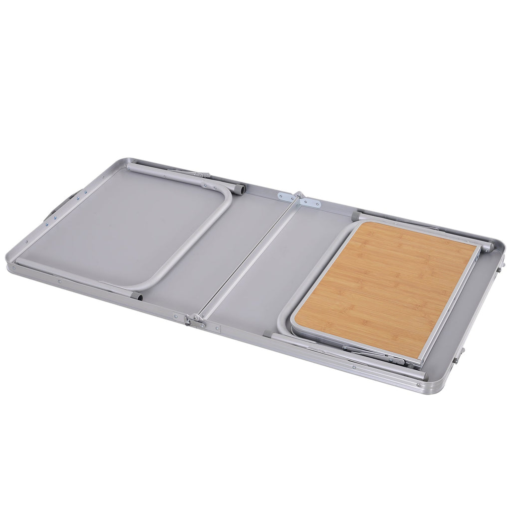 Mesa de acampamento dobrável com asa dobrável Mesa de piquenique leve em estrutura de alumínio Carga 30kg Altura ajustável 120x60x40 / 70 cm
