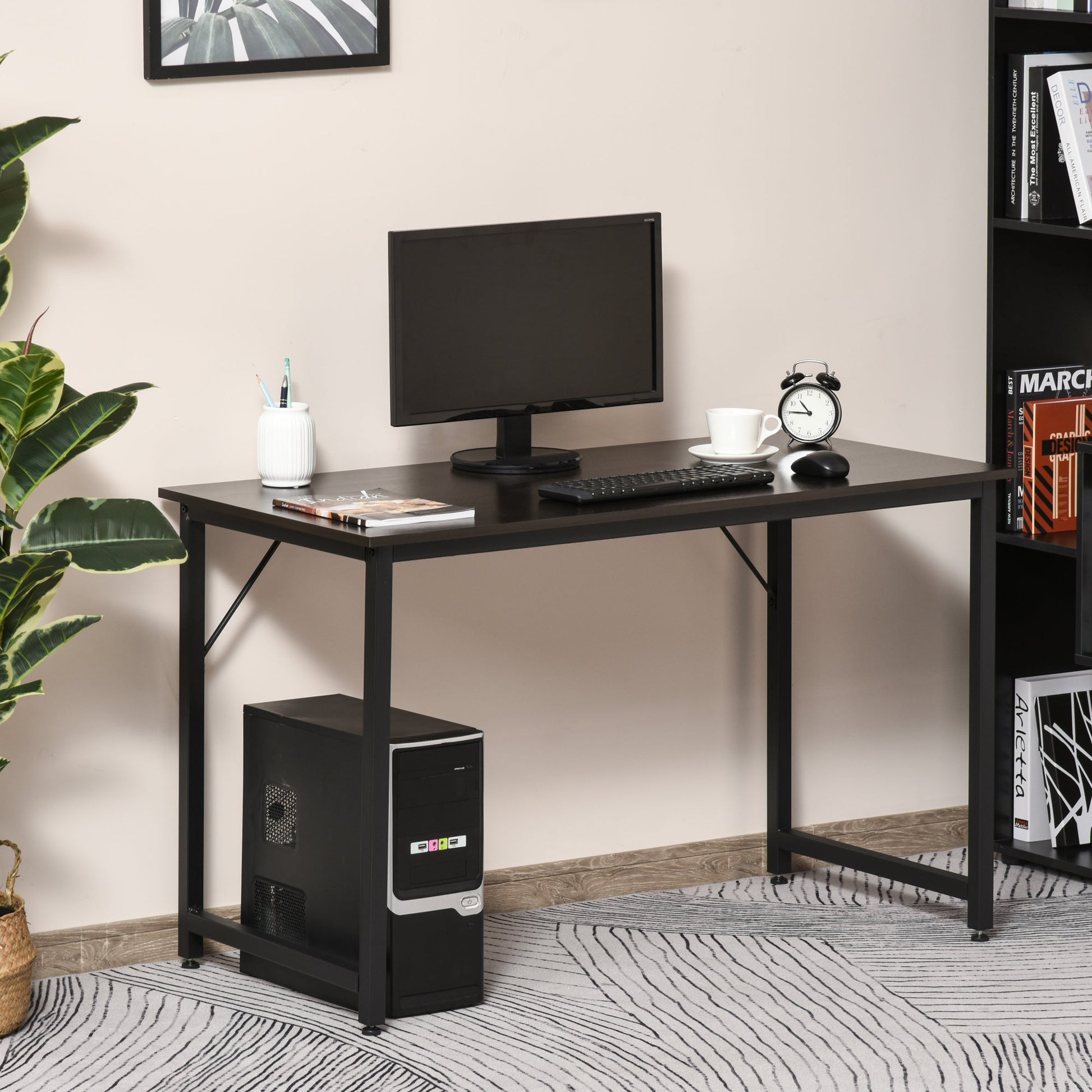 Secdretária Mesa de Computador com Pés Ajustáveis e Estrutura em Aço Secretária Estilo Moderno Capacidade de Carga 70 kg 120x60x73 cm Marrom Escuro e Preto
