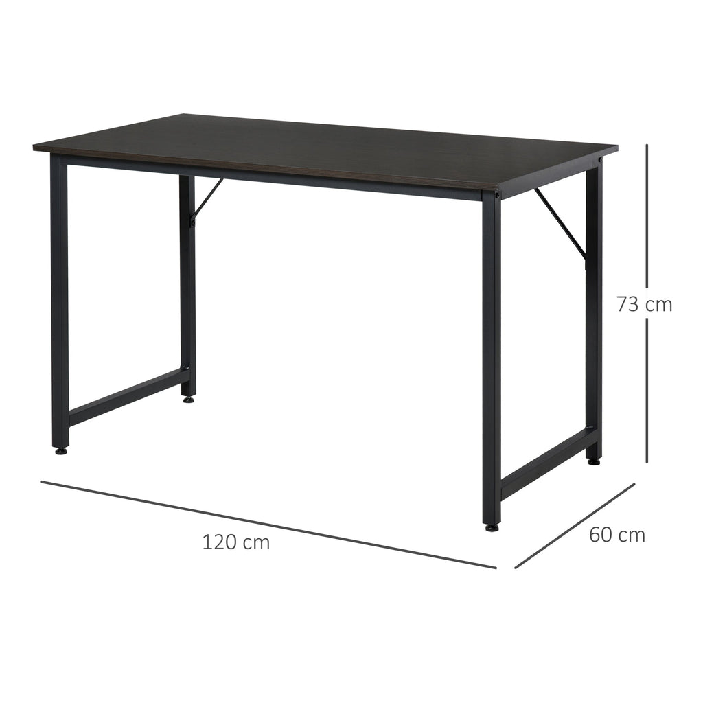 Secdretária Mesa de Computador com Pés Ajustáveis e Estrutura em Aço Secretária Estilo Moderno Capacidade de Carga 70 kg 120x60x73 cm Marrom Escuro e Preto