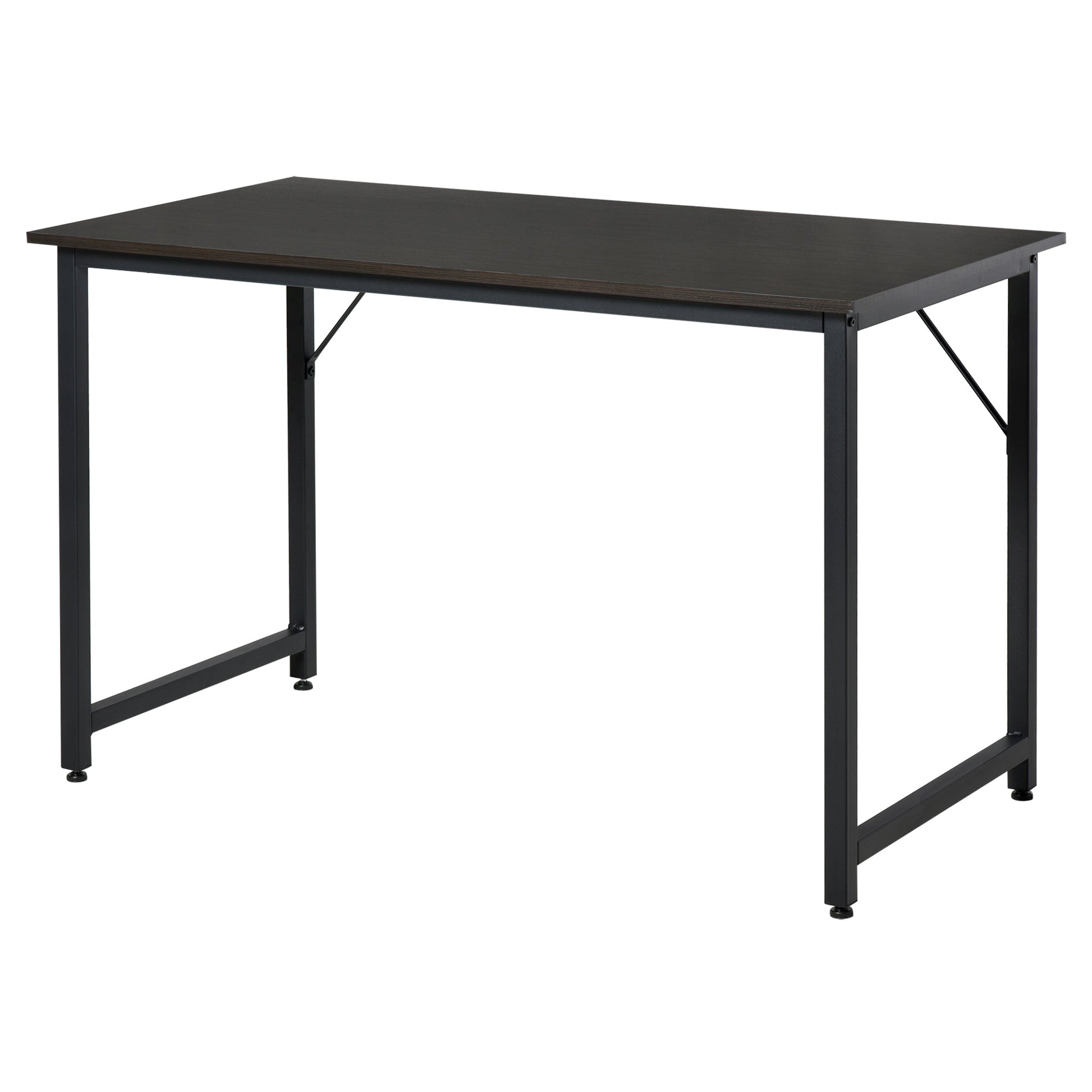 Secdretária Mesa de Computador com Pés Ajustáveis e Estrutura em Aço Secretária Estilo Moderno Capacidade de Carga 70 kg 120x60x73 cm Marrom Escuro e Preto
