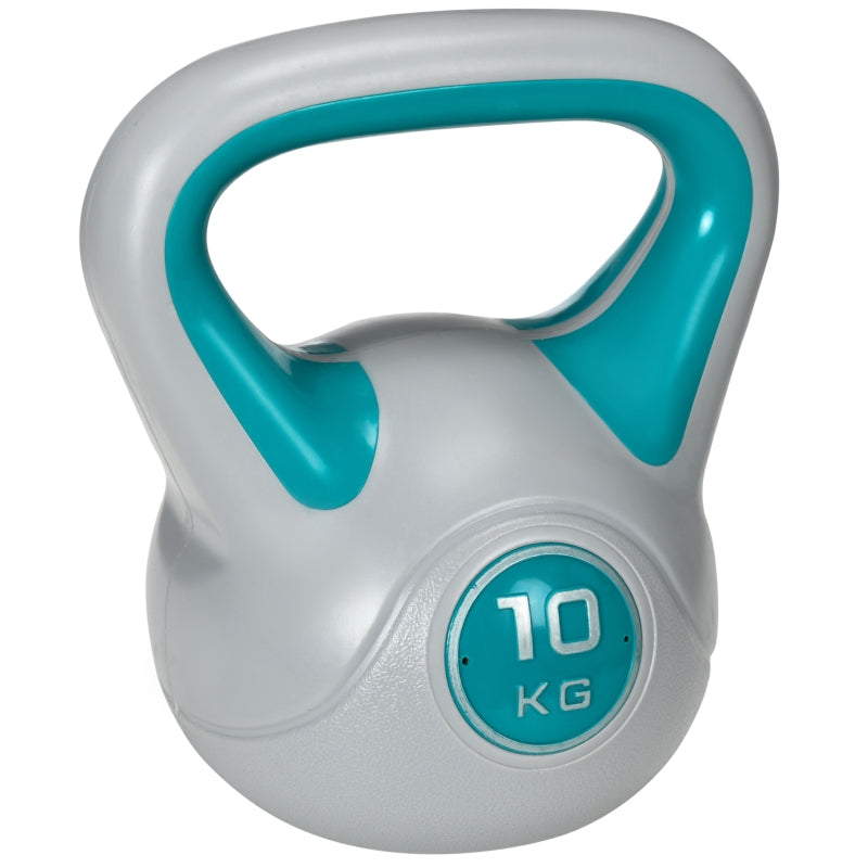 SPORTNOW Kettlebell 10kg Peso Russo com Revestimento de PU e Enchimento de Areia para Treinamento em Casa Ginásio 22x16x26cm Azul e Cinza