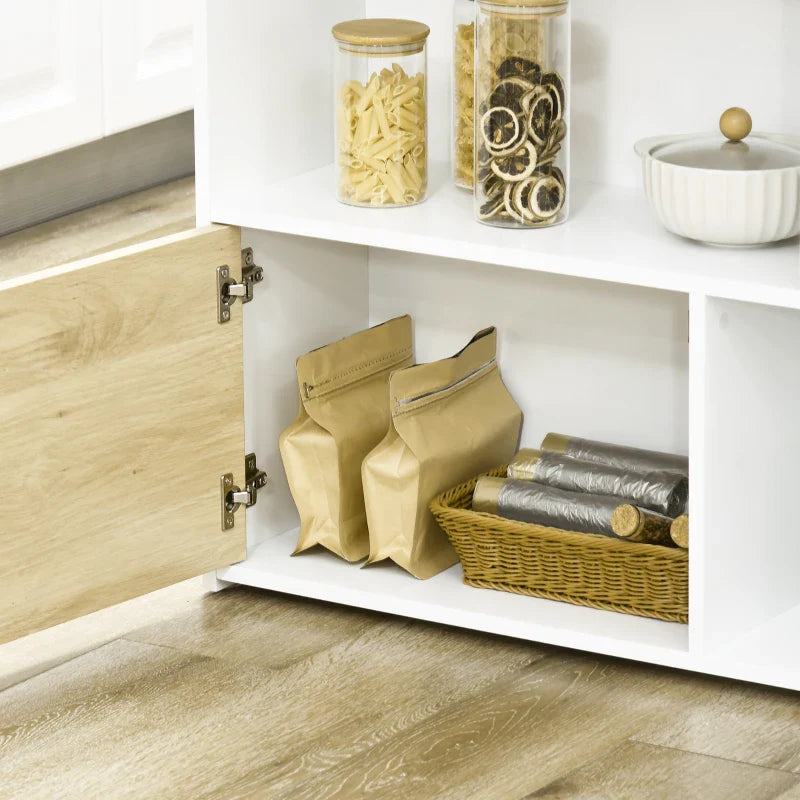 Mesa Alta Extensível com Lateral Dobrável Mesa de Bistró com Compartimentos de Armazenamento e 1 Porta para Cozinha Sala de Jantar 116x79,5x91 cm Branco