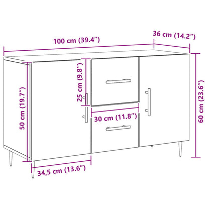Buffet vidaXL Preto Carvalho 100x36x60 cm Madeira de Engenharia