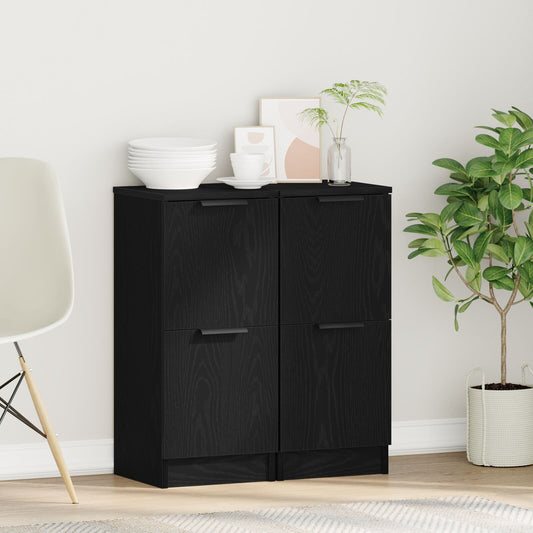 Buffets 2 pcs em Carvalho Preto, 30x30x70 cm, Feito de Madeira Derivada