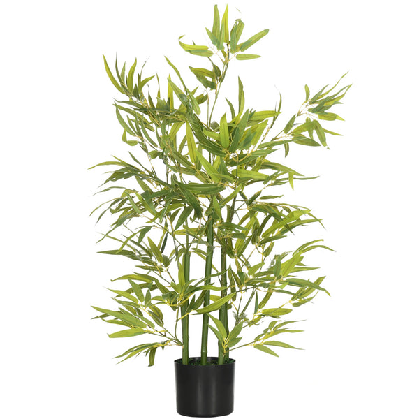 Planta Artificial de Bambu com Vaso 90cm Bambu Artificial com 504 Folhas Realistas Decoração para Sala de Estar Exterior Ø15x90 cm Verde