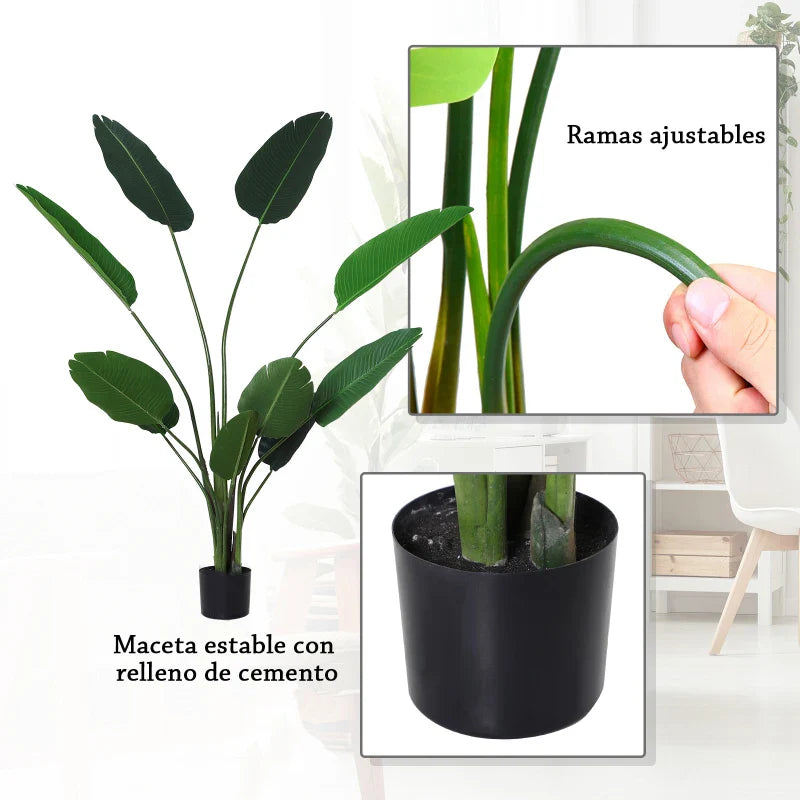 Planta Artificial de Decoração Planta Palmeira Artificial com Vaso 10 Folhas para Exterior e Interior Ø18x180cm Verde