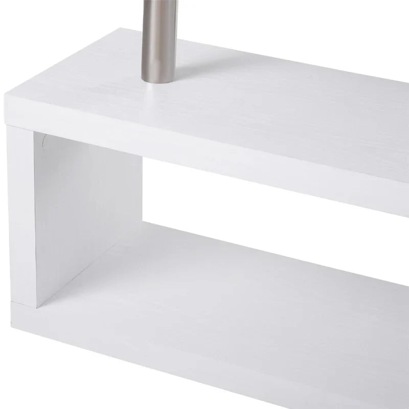 Secretária de Canto Giratória 360º Secretária em Forma de L com Prateleiras para Escritório Casa 114x120x76,1cm Branco