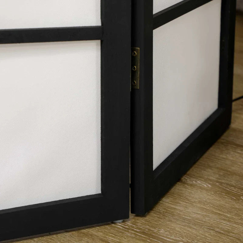 Biombo de 3 Painéis Separador de Ambientes Dobrável 120x170 cm Divisória para Espaços de Madeira Decoração para Escritório Dormitório Sala de Estar Preto e Branco
