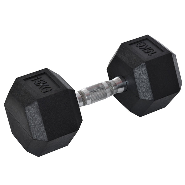 Haltere Hexagonal 15 kg Haltere com Barra de Conexão Metálica para treino em Casa Ginásio Escritório Preto e Prata