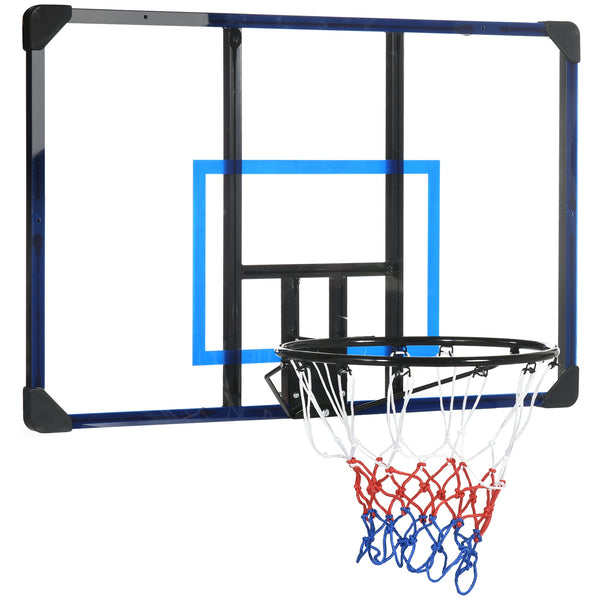 SPORTNOW Tabela de Basquetebol de Parede Cesta de Basquetebol para Exterior 113x61x73 cm Azul e Preto