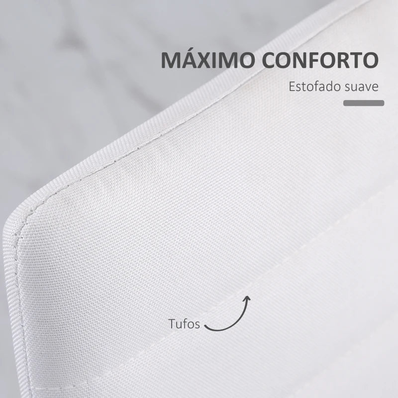 Conjunto de 4 Cadeiras de Sala de Jantar Estofadas em Linho e Pés de Metal Cadeiras Modernas para Cozinha Carga Máxima 120kg 41x50x97cm Branco