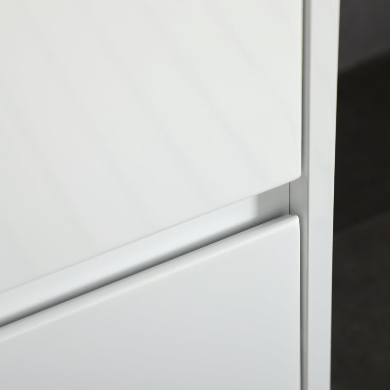 Móvel de Casa de Banho com Lavatório Armário Casa de Banho de Cerâmica Sintética com 2 Gavetas 61x37x88 cm Branco Brilhante
