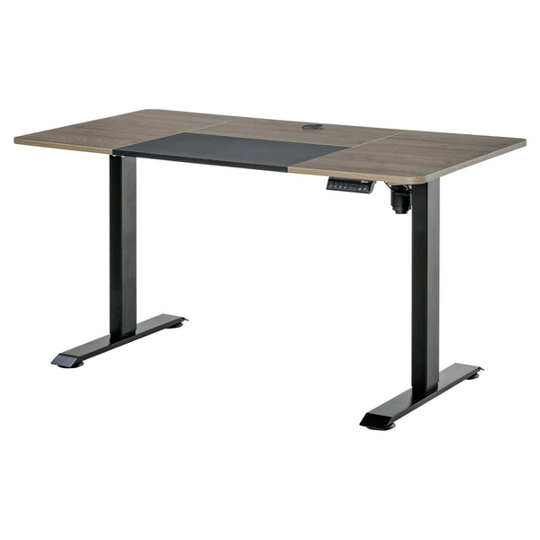 Secretária Elétrica de Pé com Ajuste Elétrico de Altura e 4 Teclas de Memória para Casa Escritório 140x70x72-116 cm Preto e Natural