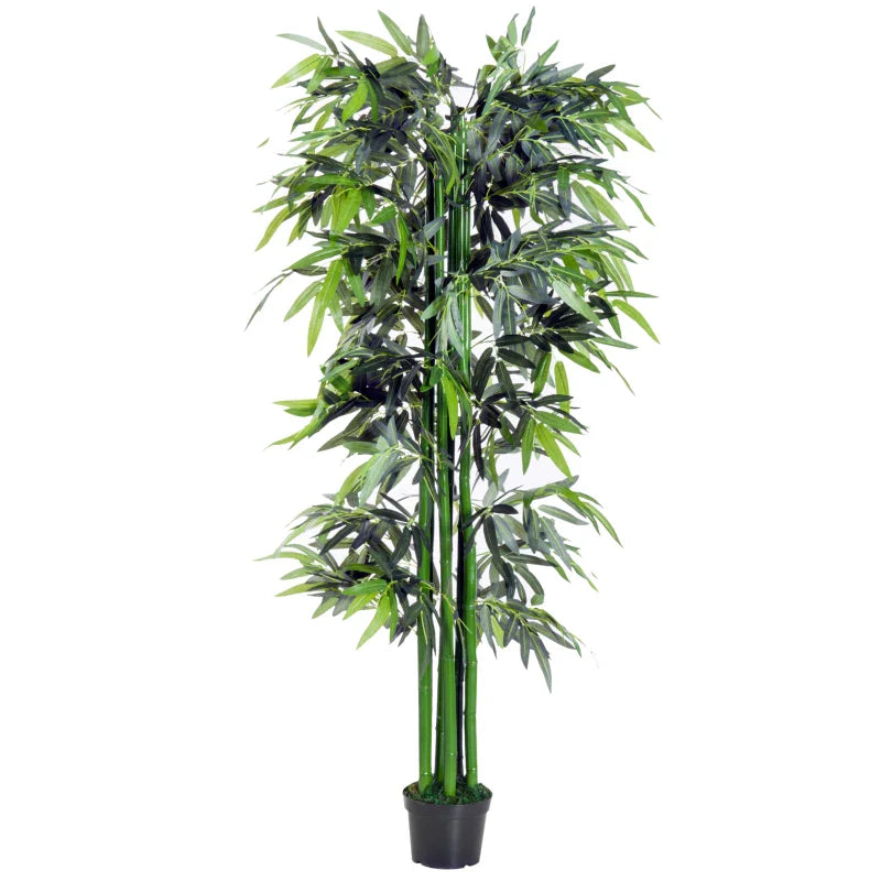 Bambú Artificial 180cm com Ramos Realistas Planta Sintética Decorativa com Vaso para Sala de Estar Escritório Ø20x180cm Verde