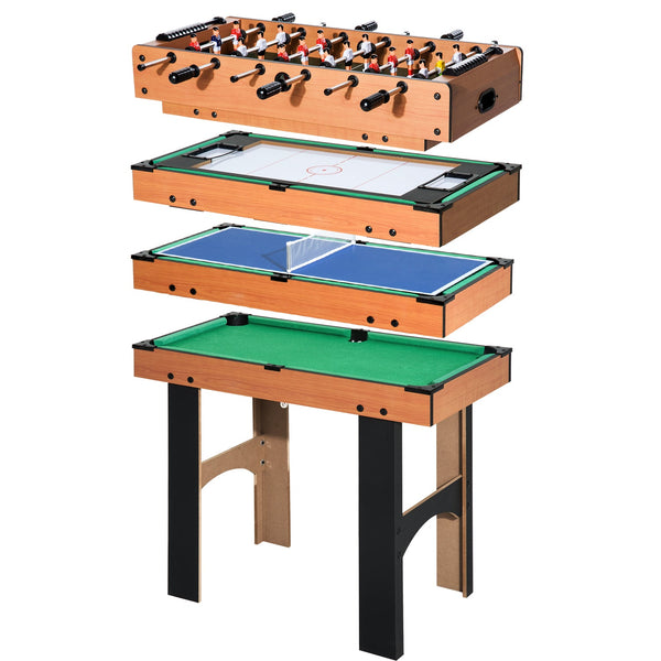 Mesa Multi-Jogos 4 em 1 Mesa de Jogos para Crianças acima de 6 Anos Matraquilho para Crianças Mesa de Bilhar Mesa de Ping-Pong e Hóquei de Mesa 87x43x73 cm Madeira e Preto