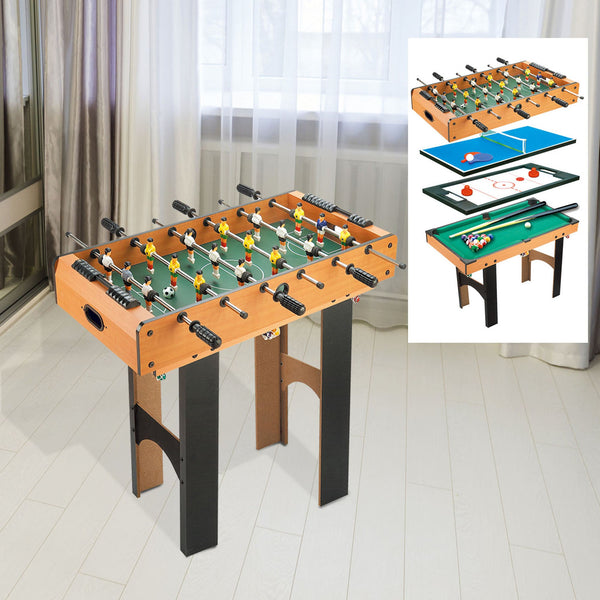Mesa Multi-Jogos 4 em 1 Mesa de Jogos para Crianças acima de 6 Anos Matraquilho para Crianças Mesa de Bilhar Mesa de Ping-Pong e Hóquei de Mesa 87x43x73 cm Madeira e Preto