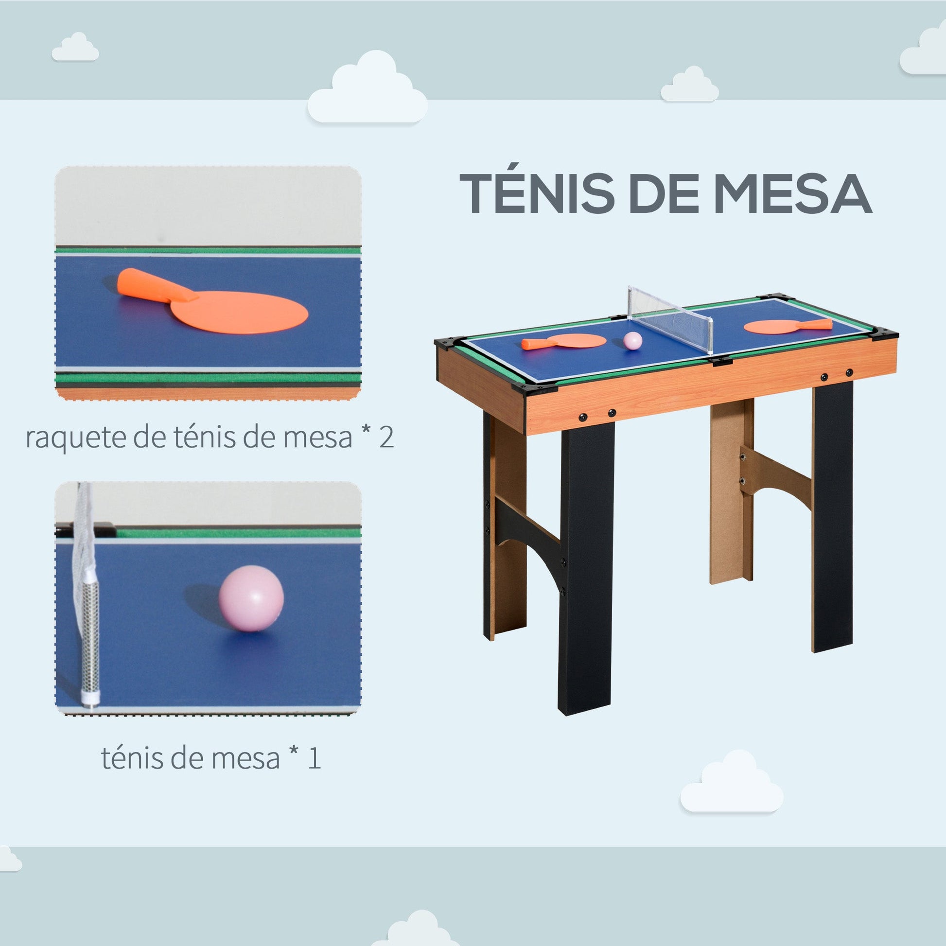 Mesa Multi-Jogos 4 em 1 Mesa de Jogos para Crianças acima de 6 Anos Matraquilho para Crianças Mesa de Bilhar Mesa de Ping-Pong e Hóquei de Mesa 87x43x73 cm Madeira e Preto