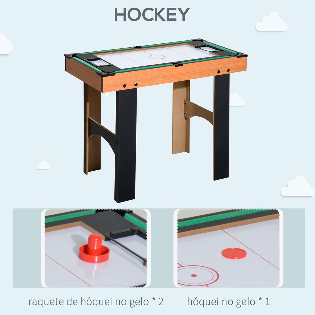 Mesa Multi-Jogos 4 em 1 Mesa de Jogos para Crianças acima de 6 Anos Matraquilho para Crianças Mesa de Bilhar Mesa de Ping-Pong e Hóquei de Mesa 87x43x73 cm Madeira e Preto