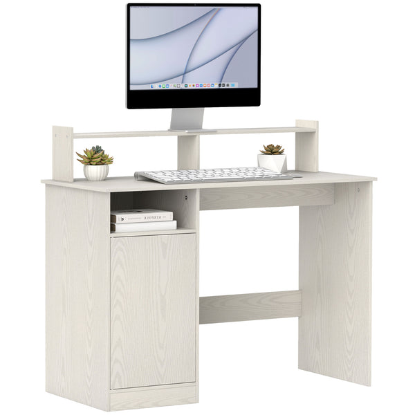 Secretária Moderna com Prateleiras Secretária com Compartimentos Abertos e Suporte para Monitor Mesa de Estudo para Dormitório Escritório 108x50x94 cm Creme