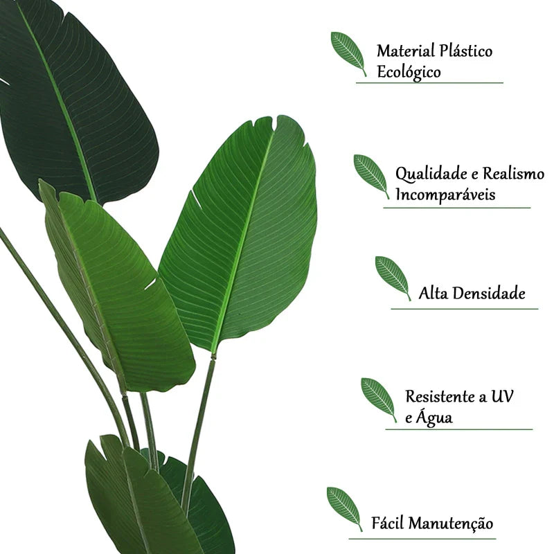 Planta Artificial de Decoração Planta Palmeira Artificial com Vaso 10 Folhas para Exterior e Interior Ø18x180cm Verde