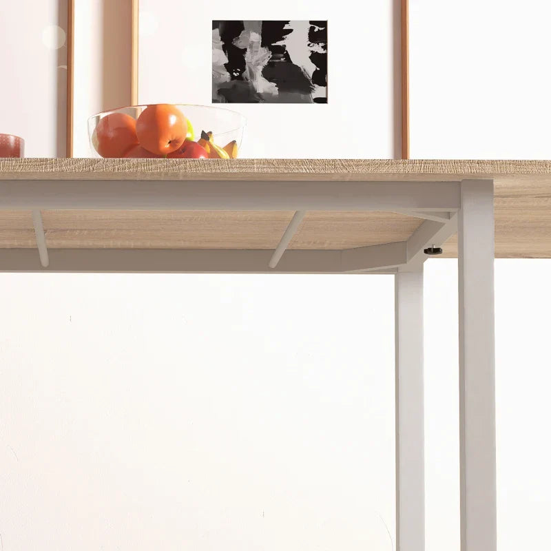 Mesa de Jantar Extensível para 4-6 Pessoas Mesa de Cozinha Moderna com Pés de Aço para Sala de Jantar 160x70x76 cm Madeira