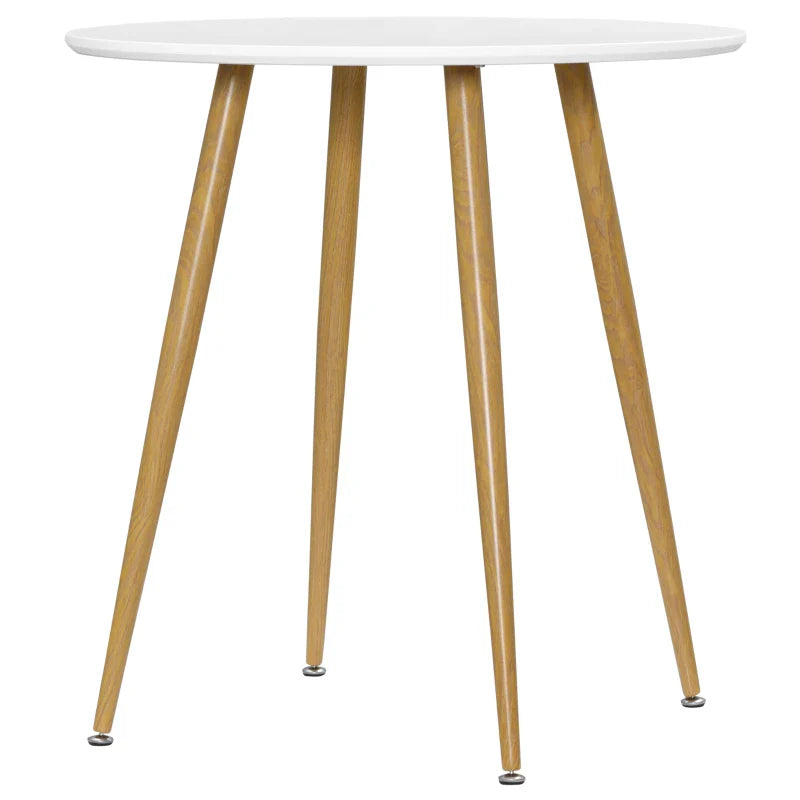 Mesa de Cozinha Redonda para 2 Pessoas Mesa de Sala de Jantar Estilo Nórdico com Bancada Mate Carga Máxima 80kg Ø72x75 cm Branco