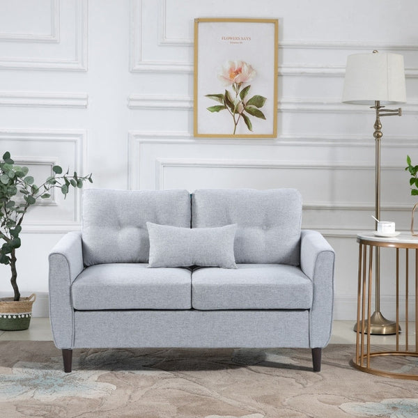 Sofá de 2 lugares Poltrona de dois lugares para sala de estar com almofadas e assento acolchoado fronha lavável 140x78x83 cm cinza claro