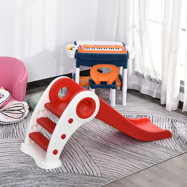 Escorrega infantil para crianças acima de 3 anos Escorrega largo dobrável com escadas rampa longa para jardim parque interiores 120x50x56 cm Vermelho