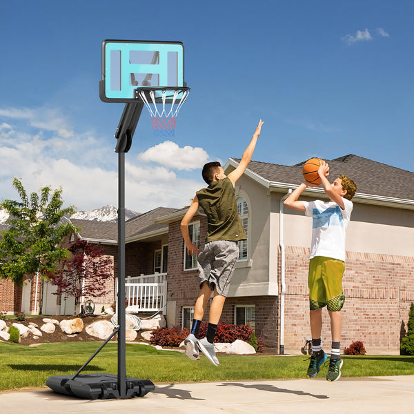 SPORTNOW Tabela de Basquetebol Ajustável de 146-236 cm Tabela de Basquetebol Portátil com Rodas e Base Preenchível com Água ou Areia Tabela Inquebrável Preto