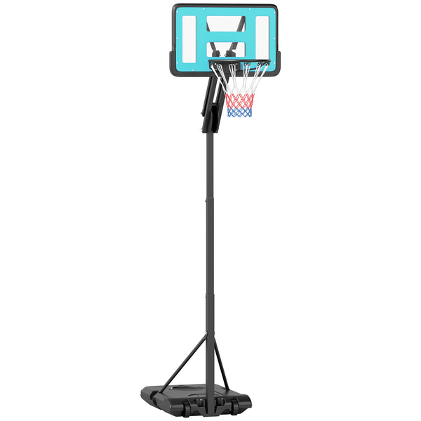 SPORTNOW Tabela de Basquetebol Ajustável de 146-236 cm Tabela de Basquetebol Portátil com Rodas e Base Preenchível com Água ou Areia Tabela Inquebrável Preto