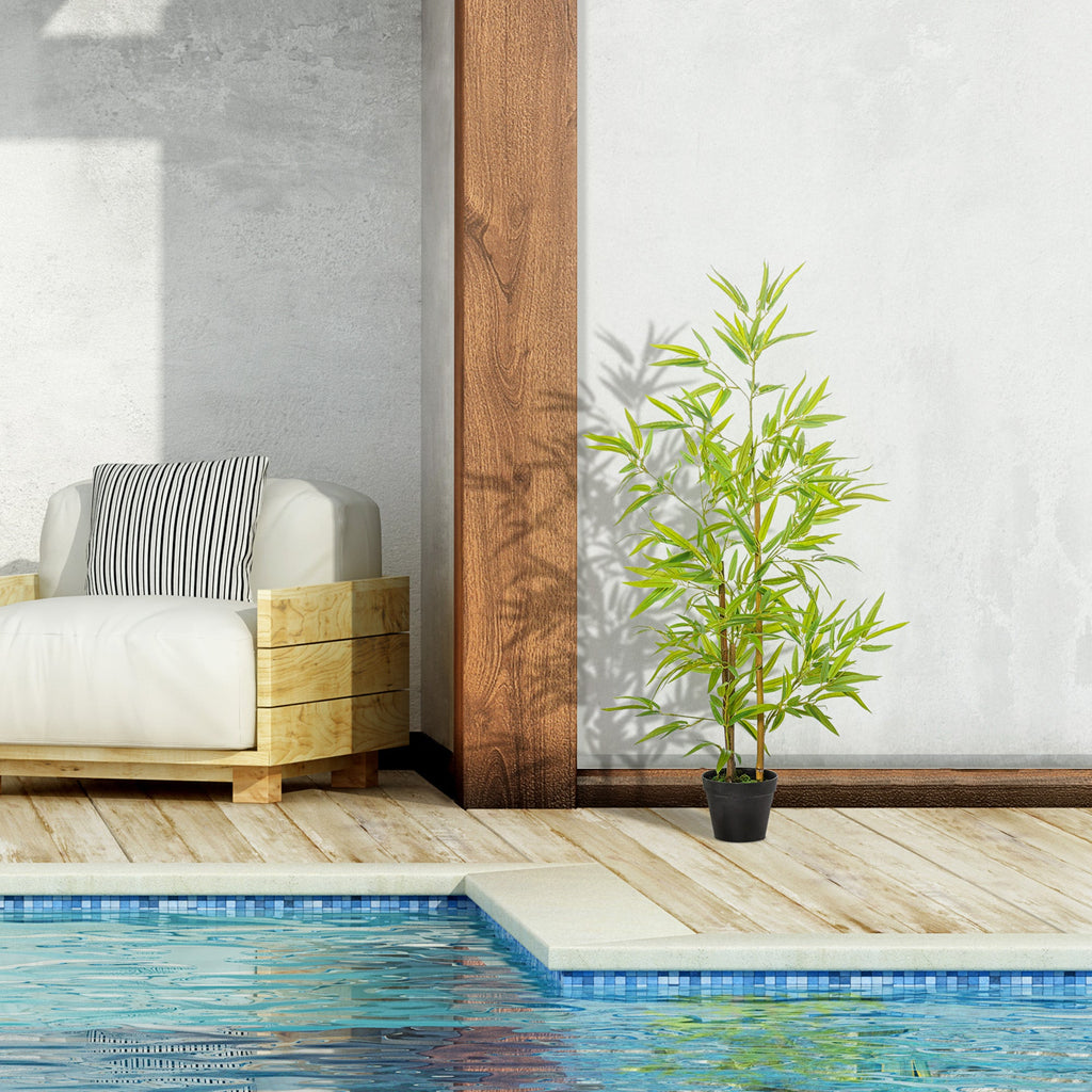 Planta de Bambú Artificial no Vaso 120cm Planta Artificial Decorativa para Interior e Exterior Casa Sala de Estar Escritório Verde