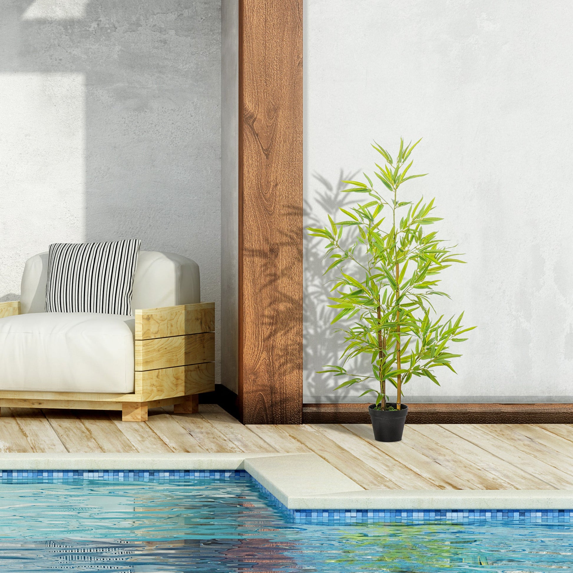 Planta de Bambú Artificial no Vaso 120cm Planta Artificial Decorativa para Interior e Exterior Casa Sala de Estar Escritório Verde